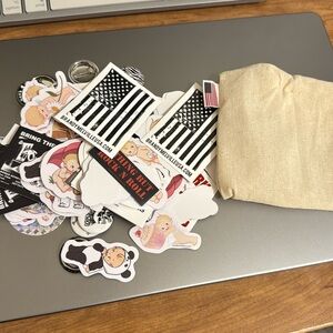 Brandy Melville Pouch with Stickers and Pins